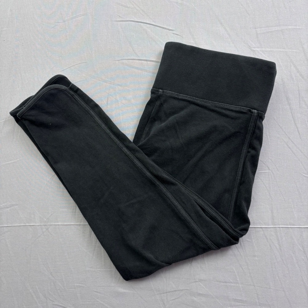 Pink Victoria's Secret Yoga Leggings Black Cropped Cotton Blend Small Athletic